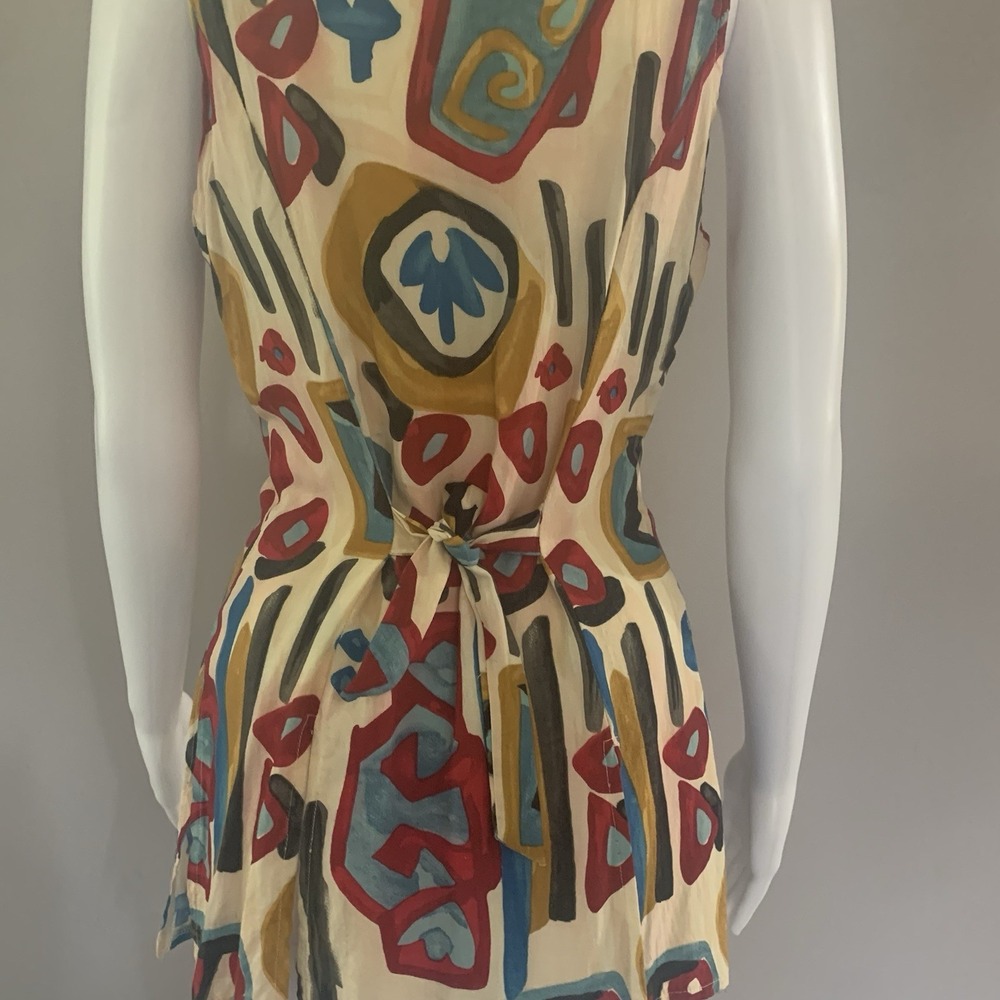 Vtg Marnie West Sleeveless women's Top Size 7 Abstract Print 80s 90s - Picture 6 of 15